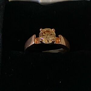 Rose Gold Tone Yellow Gemstone Ring sz 7
